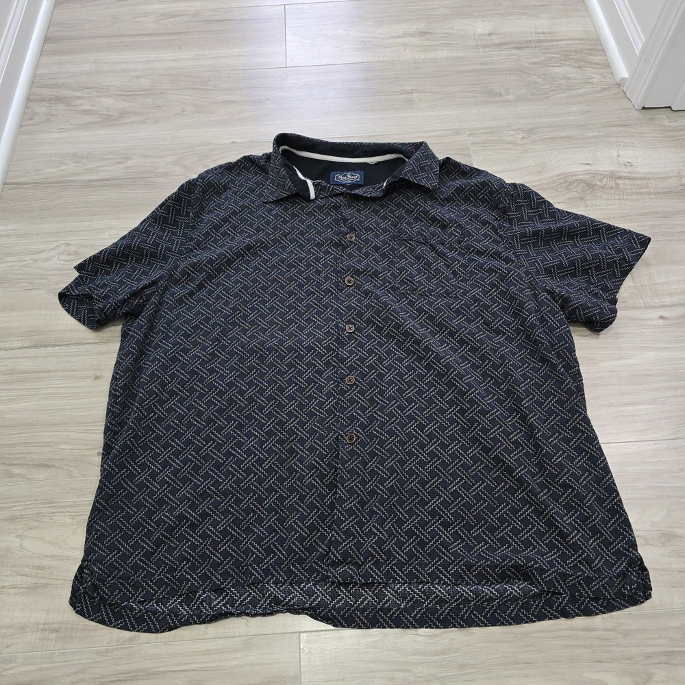 Nat Nast Button Up Shirt Mens Large Blue Short Sleeve